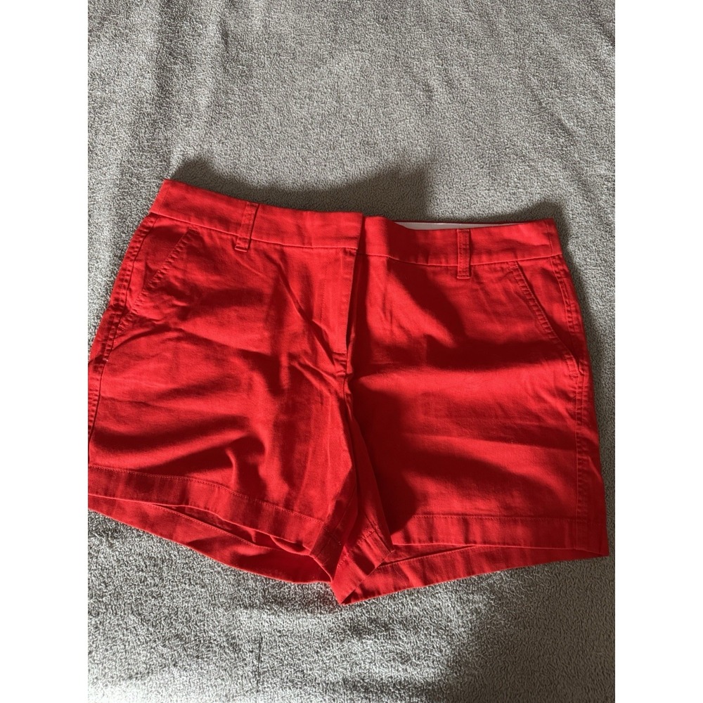 Womens J. Crew Chino Shorts Sz 14 Red 5" Inseam Cotton Summer Preppy